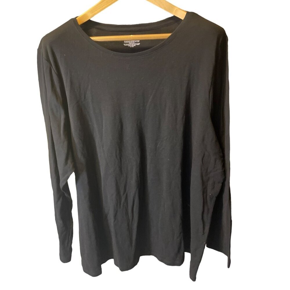 Lane Bryant NWT Black Boat Neck Long Sleeve T Shirt Sz 22